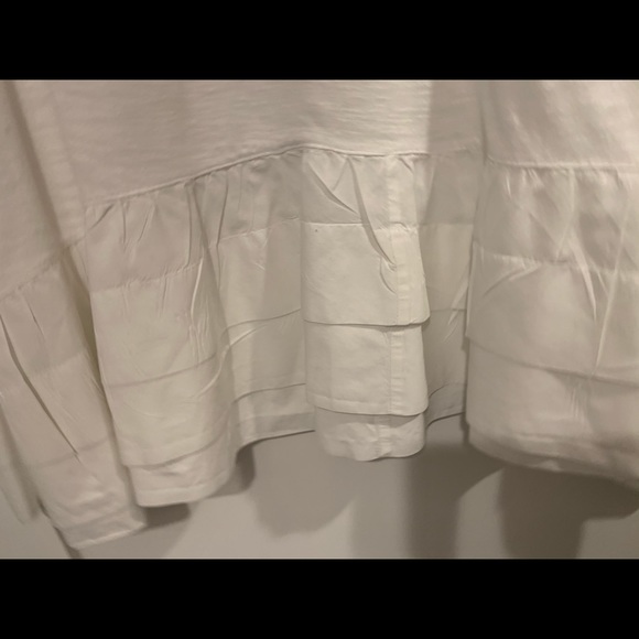 Anthro White Ruffle T-shirt - Picture 2 of 3
